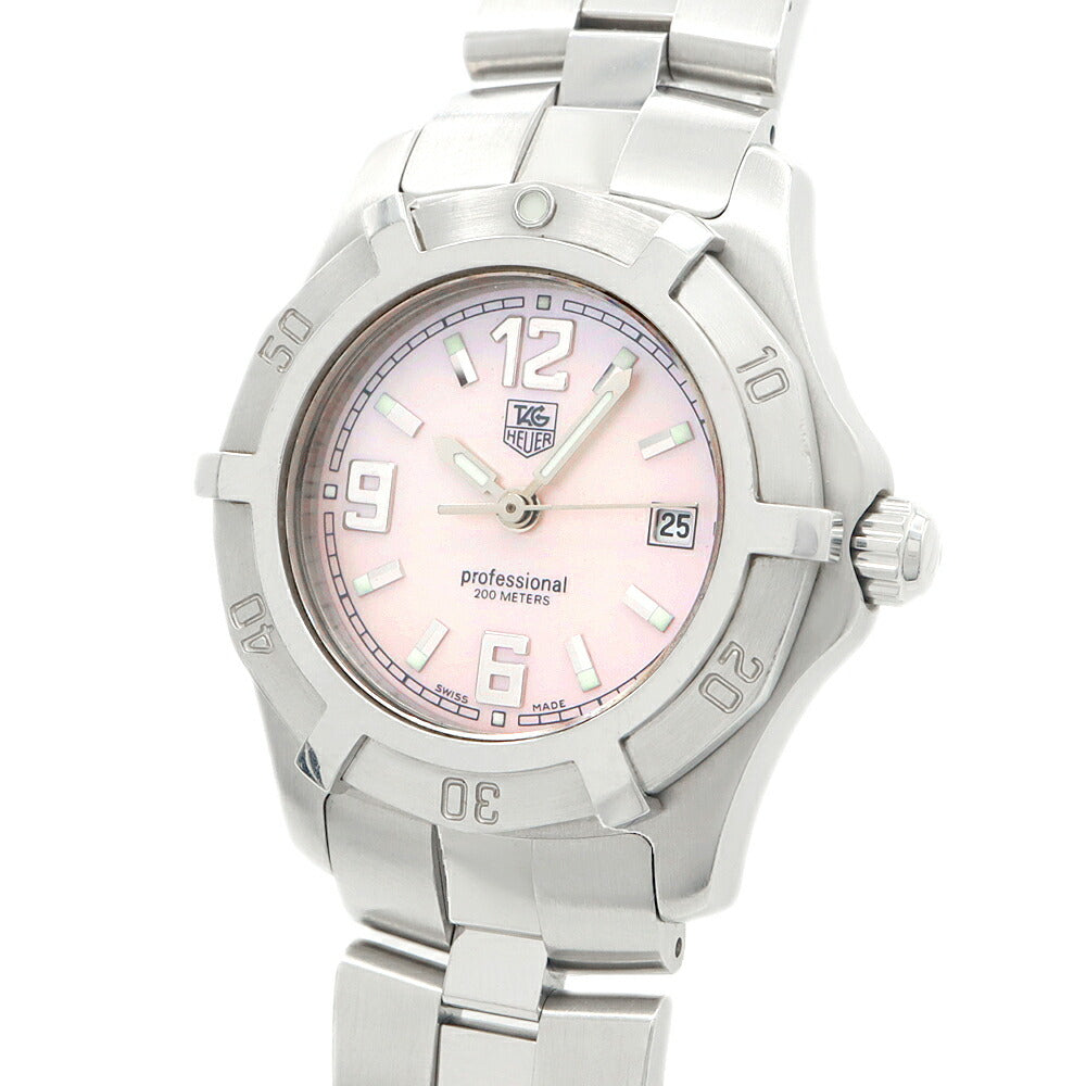 電池交換済 TAG Heuer タグホイヤー エクスクルーシブ 2000シリーズ WN1319 BA0333 デイト 200m防水 ピンク ピンクシェル SS ステンレス レディース クォーツ【6ヶ月保証】【腕時計】【中古】