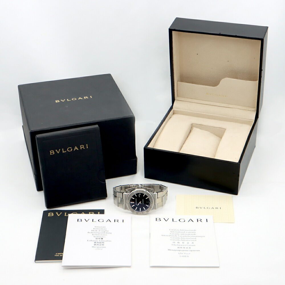 BVLGARI ブルガリ ディアゴノ DG35BSSD デイト 100m防水 黒 ブラック SS ステンレス メンズ 自動巻き【6ヶ月保証】【腕時計】【中古】