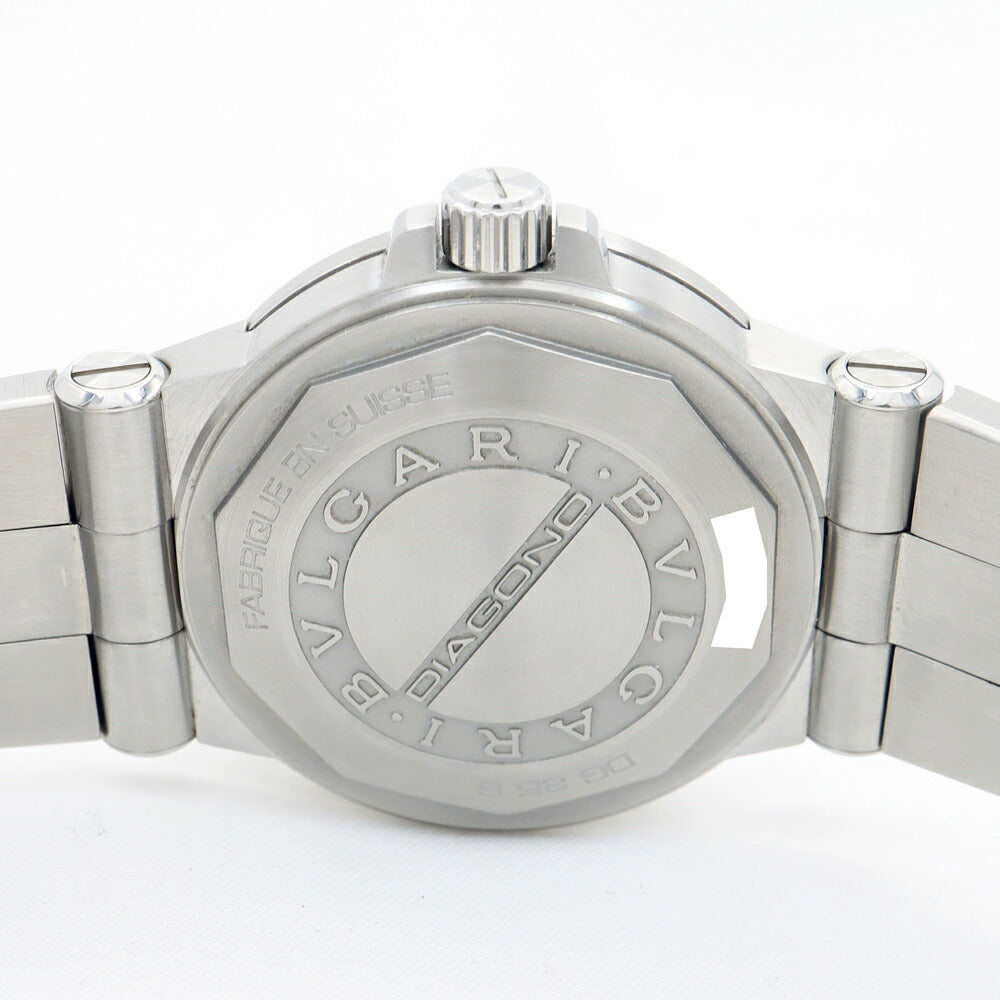 BVLGARI ブルガリ ディアゴノ DG35BSSD デイト 100m防水 黒 ブラック SS ステンレス メンズ 自動巻き【6ヶ月保証】【腕時計】【中古】