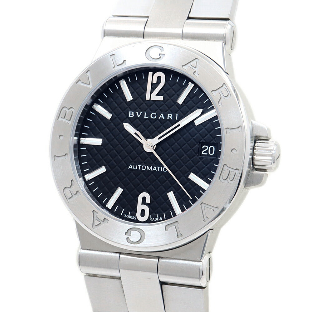 BVLGARI ブルガリ ディアゴノ DG35BSSD デイト 100m防水 黒 ブラック SS ステンレス メンズ 自動巻き【6ヶ月保証】【腕時計】【中古】