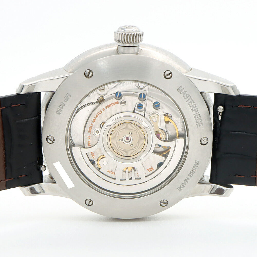 内部点検済 MAURICE LACROIX モーリスラクロア マスターピース ジュール レトログラード MP6358 デイデイト 裏スケ 黒 ブラック SS ステンレス 純正尾錠 メンズ 自動巻き 【6ヶ月保証】【腕時計】【中古】