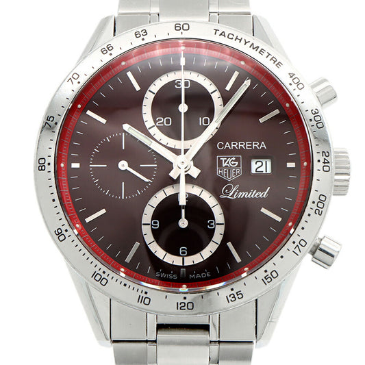 TAG Heuer タグホイヤー カレラ キャリバー16 クロノグラフ 日本限定600本 CV201D デイト 裏スケ 50m防水 赤 レッド SS ステンレス メンズ 自動巻き【6ヶ月保証】【腕時計】【中古】