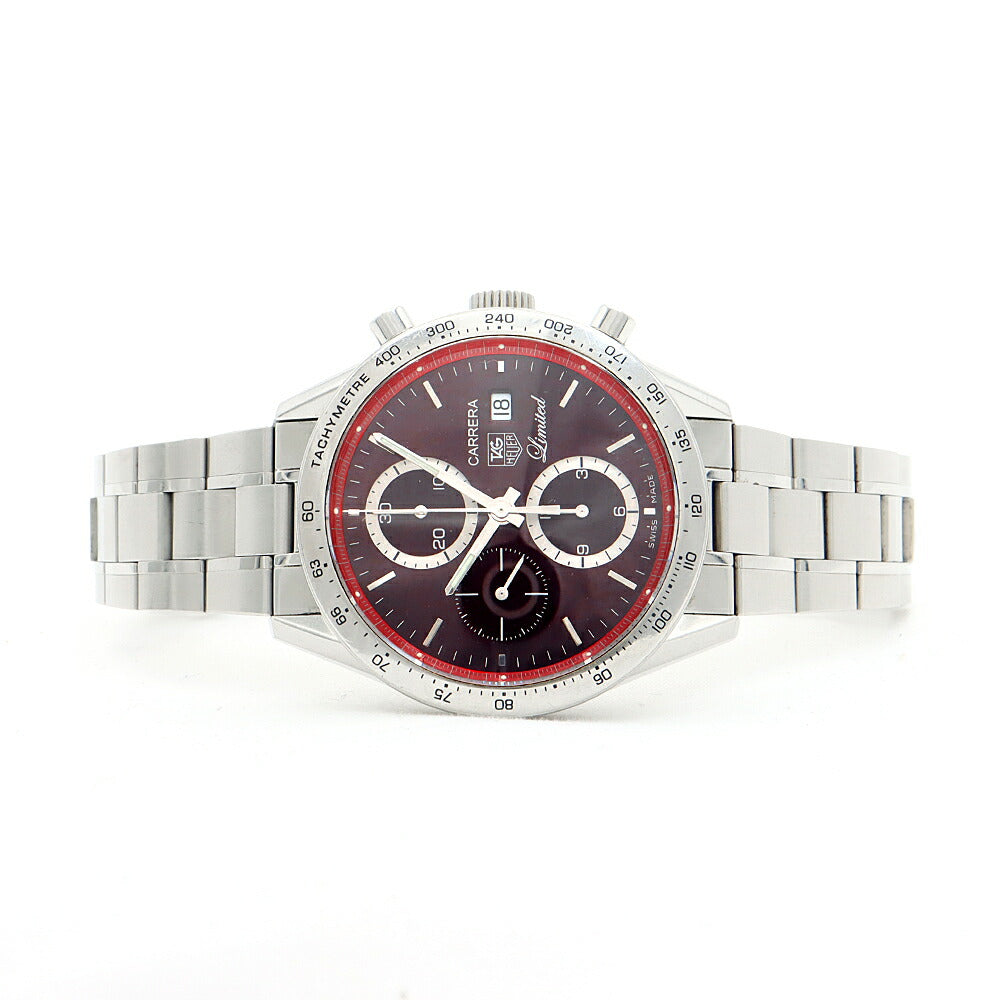 TAG Heuer タグホイヤー カレラ キャリバー16 クロノグラフ 日本限定600本 CV201D デイト 裏スケ 50m防水 赤 レッド SS ステンレス メンズ 自動巻き【6ヶ月保証】【腕時計】【中古】