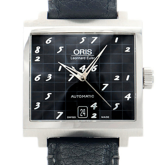 内部点検済 ORIS オリス レオンハルト オイラー リミテッドエディション 世界1707本限定 01 733 7600 4084 デイト 50m防水 黒 ブラック SS ステンレス 純正ベルト 純正尾錠 メンズ 自動巻き【6ヶ月保証】【腕時計】【中古】