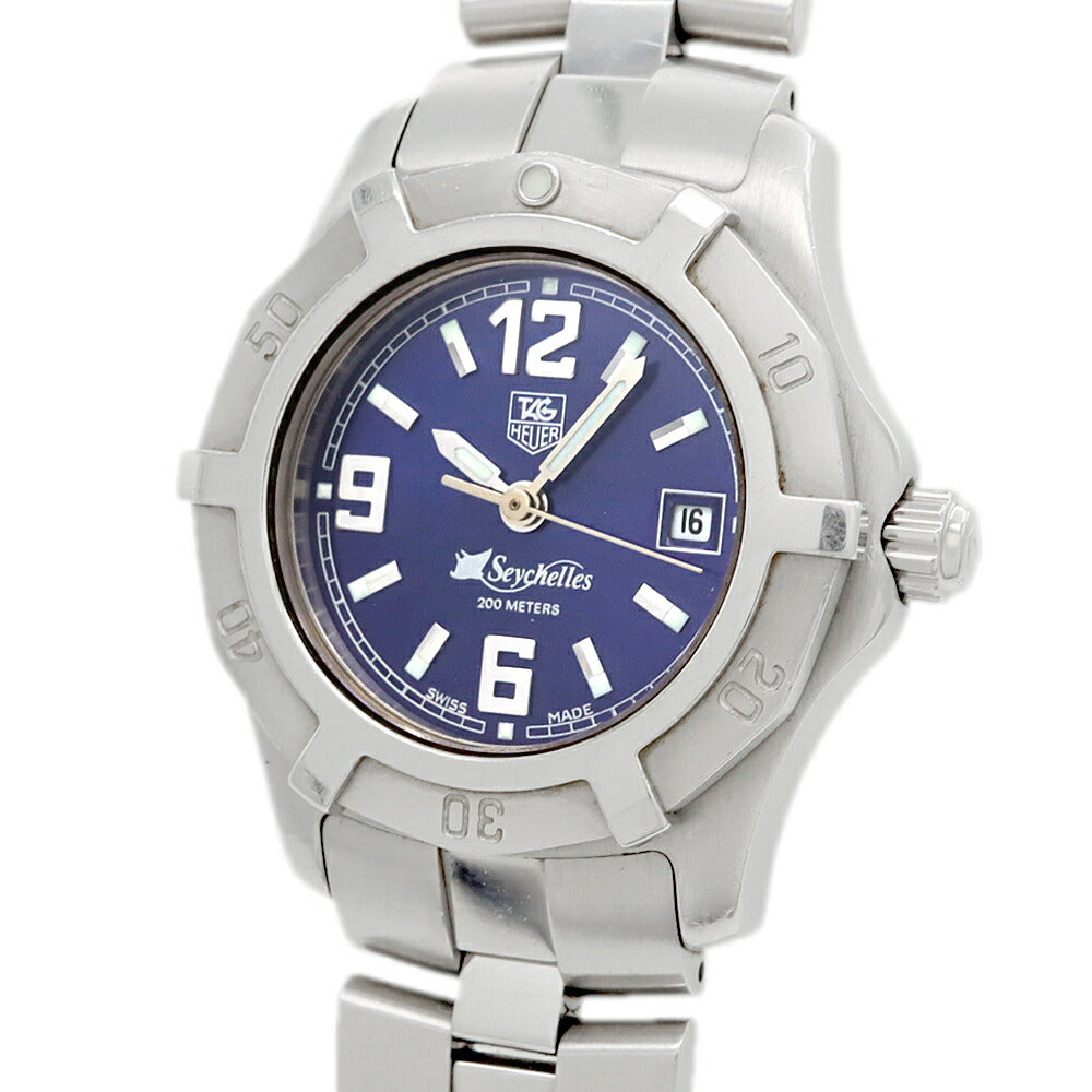 電池交換済 TAG Heuer 2000 エクスクルーシブ セイシェル 世界2000本限定 WN131D デイト 200m防水 青 ブルー SS ステンレス レディース クォーツ【6ヶ月保証】【腕時計】【中古】