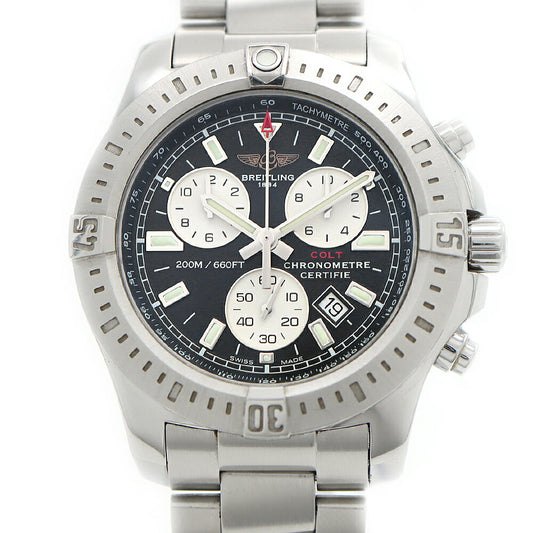 電池交換済 BREITLING ブライトリング コルト クロノグラフ A73388 デイト 200m防水 黒 ブラック SS ステンレス メンズ クォーツ【6ヶ月保証】【腕時計】【中古】