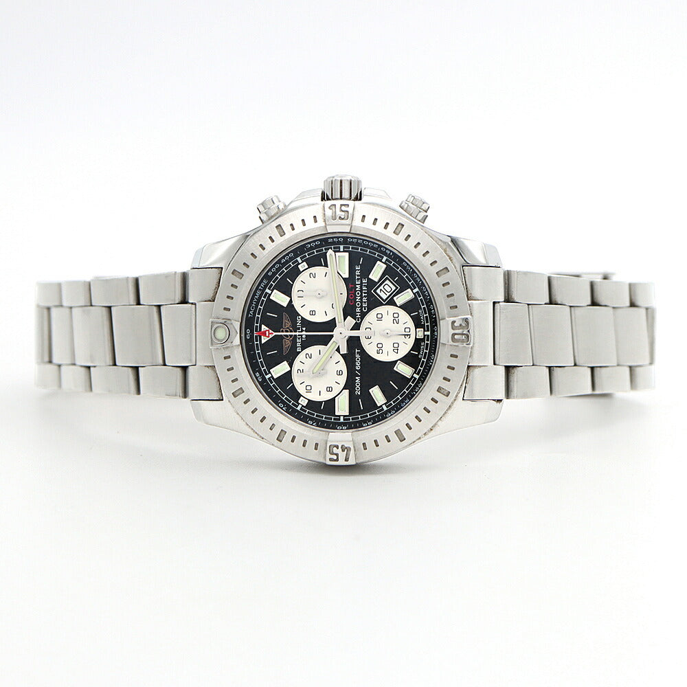 電池交換済 BREITLING ブライトリング コルト クロノグラフ A73388 デイト 200m防水 黒 ブラック SS ステンレス メンズ クォーツ【6ヶ月保証】【腕時計】【中古】