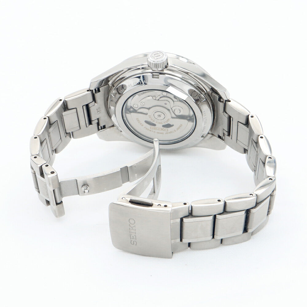 内部点検済 SEIKO セイコー プレザージュ Sharp Edged Series コアショップ専用モデル 6R64-00C0 GMT パワーリザーブ 裏スケ 100m防水 墨色 ブラック SS ステンレス メンズ 自動巻き プレサージュ【6ヶ月保証】【腕時計】【中古】