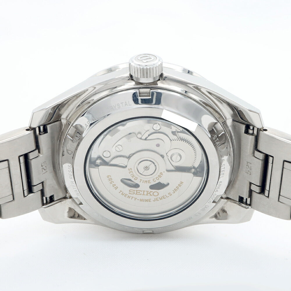 内部点検済 SEIKO セイコー プレザージュ Sharp Edged Series コアショップ専用モデル 6R64-00C0 GMT パワーリザーブ 裏スケ 100m防水 墨色 ブラック SS ステンレス メンズ 自動巻き プレサージュ【6ヶ月保証】【腕時計】【中古】