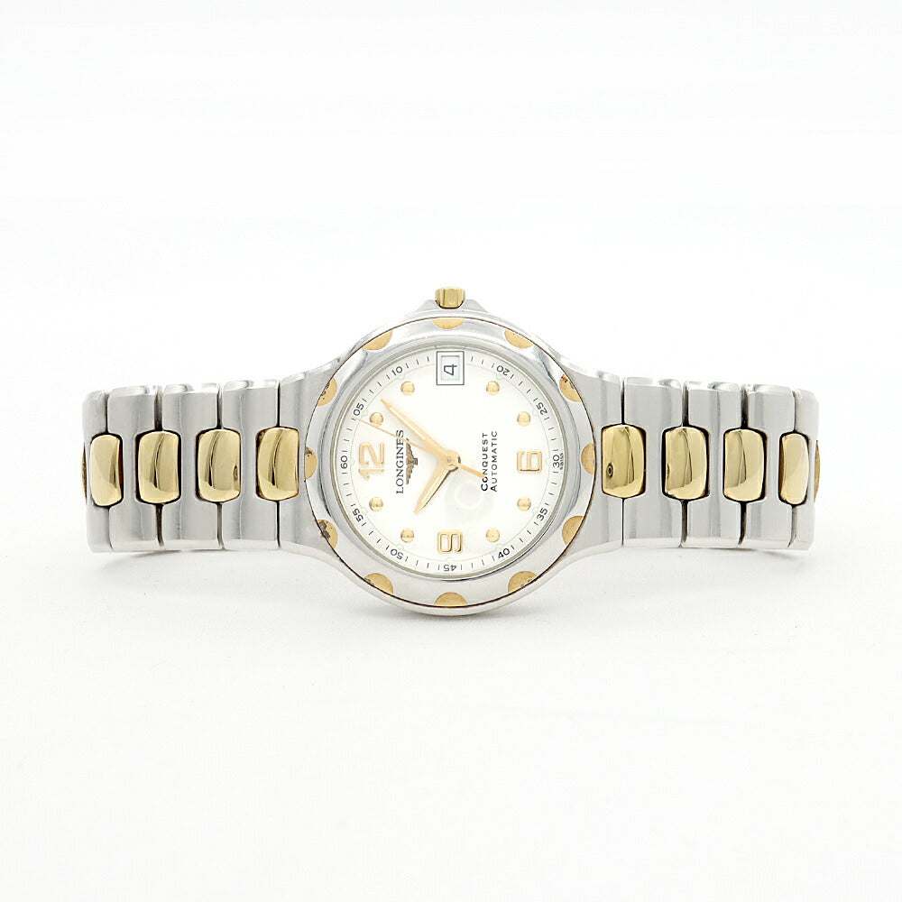 LONGINES ロンジン コンクエスト L1.635.3 デイト 白 ホワイト SS ステンレス YGP イエローゴールド コンビ メンズ 自動巻き【6ヶ月保証】【腕時計】【中古】
