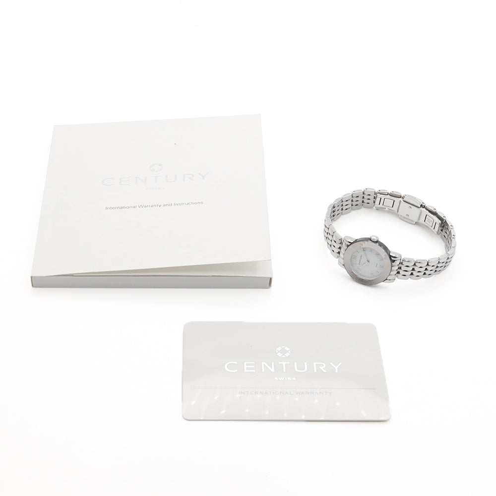 電池交換済 CENTURY センチュリー エレガンス 648.7.S.N1I.12.SF 100m防水 白 ホワイトシェル SS ステンレス レディース クォーツ【6ヶ月保証】【腕時計】【中古】