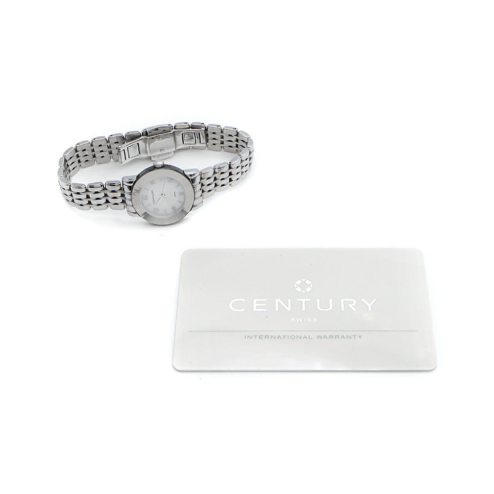 電池交換済 CENTURY センチュリー エレガンス 648.7.S.N1I.12.SF 100m防水 白 ホワイトシェル SS ステンレス レディース クォーツ【6ヶ月保証】【腕時計】【中古】