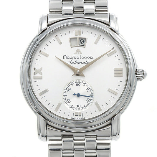 内部点検済 MAURICE LACROIX モーリスラクロア マスターピース グランギッシェ 58789 裏スケ デイト シルバー SS ステンレス メンズ 自動巻き【6ヶ月保証】【腕時計】【中古】