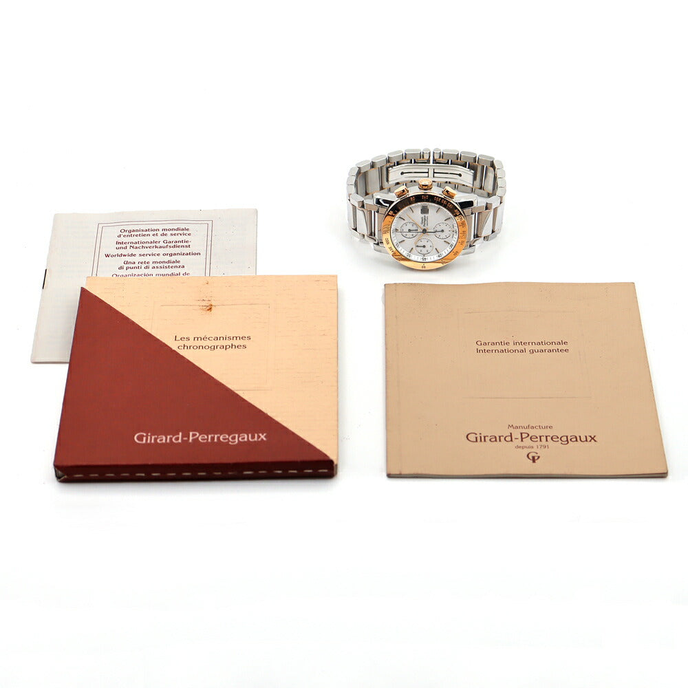 内部点検済 GIRARD PERREGAUX ジラールペルゴ GP7000 クロノグラフ 7000GBM デイト スモールセコンド 50m防水 白 ホワイト PG ピンクゴールド SS ステンレス コンビ メンズ 自動巻き【6ヶ月保証】【腕時計】【中古】