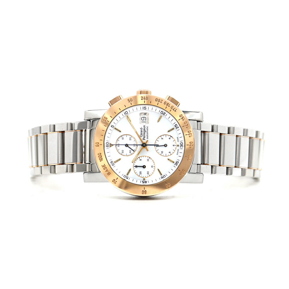 内部点検済 GIRARD PERREGAUX ジラールペルゴ GP7000 クロノグラフ 7000GBM デイト スモールセコンド 50m防水 白 ホワイト PG ピンクゴールド SS ステンレス コンビ メンズ 自動巻き【6ヶ月保証】【腕時計】【中古】