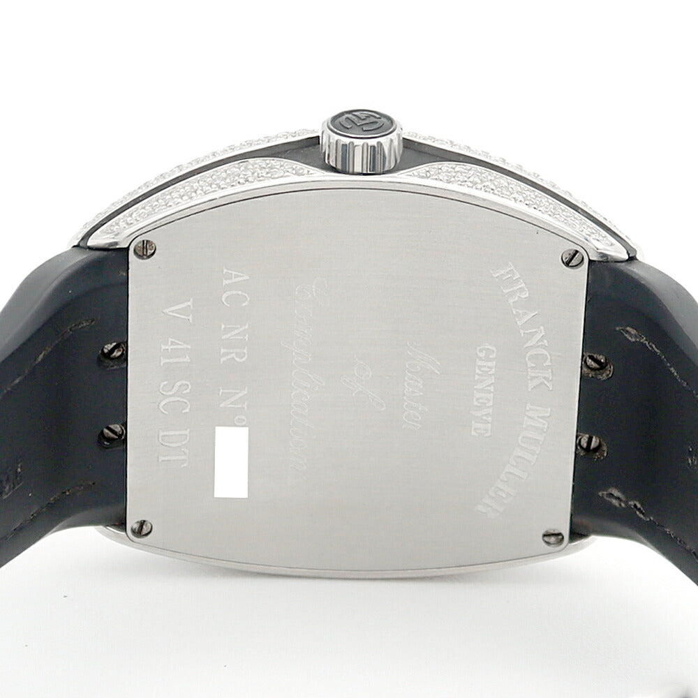 FRANCK MULLER フランクミュラー ヴァンガード ダイヤベゼル ダイヤ文字盤 V41SCDT ダイヤモンド デイト SS ステンレス 純正ベルト 純正バックル尾錠 アフターダイヤ メンズ 自動巻き【6ヶ月保証】【中古】【腕時計】