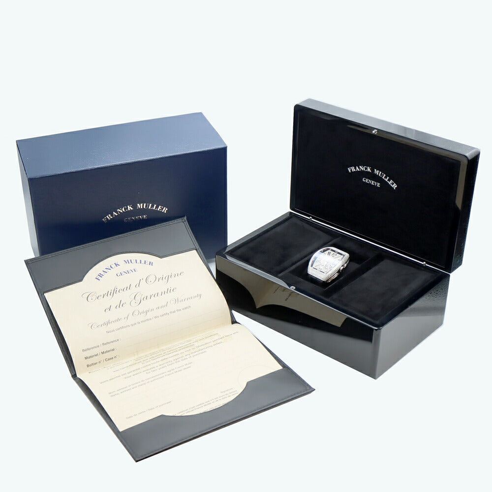 FRANCK MULLER フランクミュラー ヴァンガード ダイヤベゼル ダイヤ文字盤 V41SCDT ダイヤモンド デイト SS ステンレス 純正ベルト 純正バックル尾錠 アフターダイヤ メンズ 自動巻き【6ヶ月保証】【中古】【腕時計】
