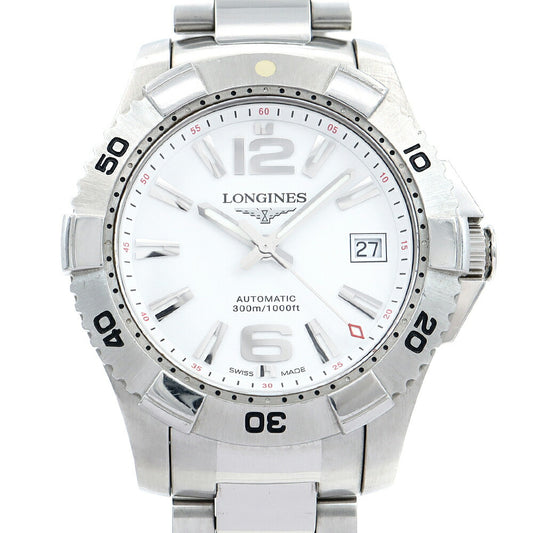 内部点検済 LONGINES ロンジン ハイドロコンクエスト L3.648.4 デイト 300m防水 白 ホワイト SS ステンレス メンズ 自動巻き【6ヶ月保証】【腕時計】【中古】