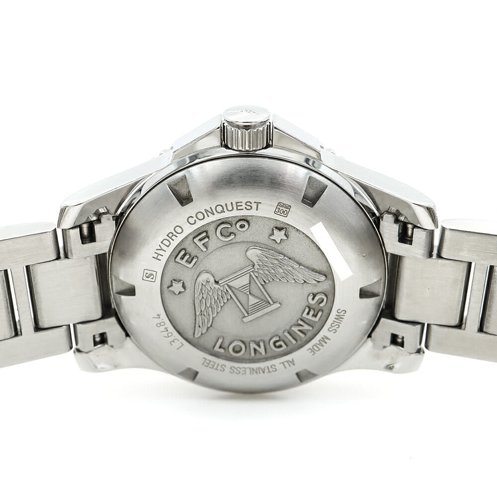 内部点検済 LONGINES ロンジン ハイドロコンクエスト L3.648.4 デイト 300m防水 白 ホワイト SS ステンレス メンズ 自動巻き【6ヶ月保証】【腕時計】【中古】