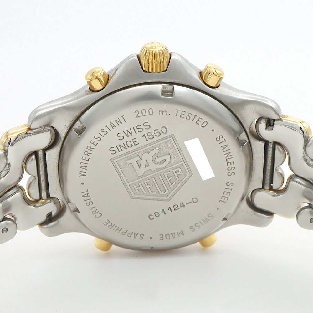 電池交換済 TAG Heuer タグホイヤー S/el セル プロフェッショナル クロノグラフ CG1124 デイト 200m防水 グリーン SS ステンレス YGP イエローゴールド コンビ メンズ デジアナ クォーツ【6ヶ月保証】【腕時計】【中古】