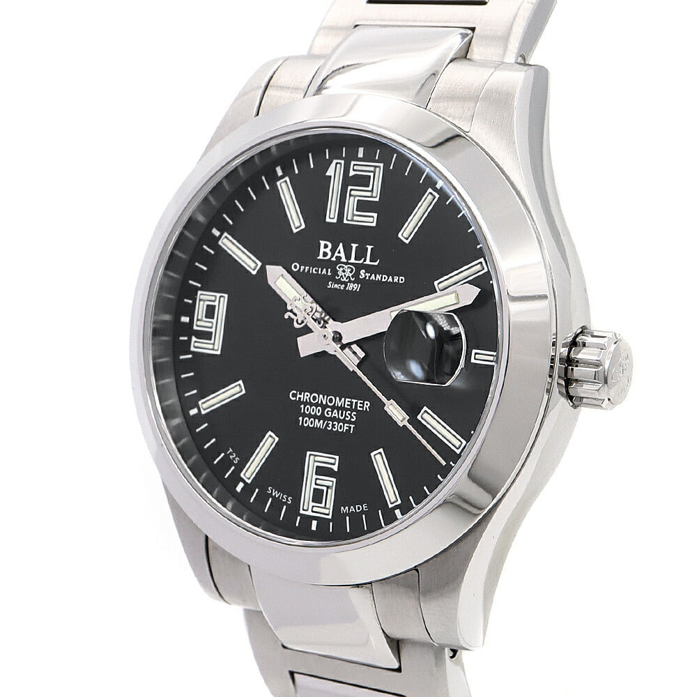 内部点検済 BALL ボール ウォッチ エンジニア III パイオニア NM9026C-S15CJ-BK 100m防水 デイト 黒 ブラック SS ステンレス メンズ 自動巻き【6ヶ月保証】【腕時計】【中古】