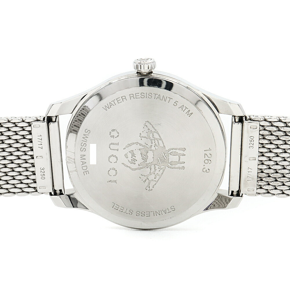 電池交換済 GUCCI グッチ Gタイムレス 126.3 50m防水 デイト ムーンフェイズ 青 ブルー ギョーシェ SS ステンレス メンズ クォーツ【6ヶ月保証】【腕時計】【中古】