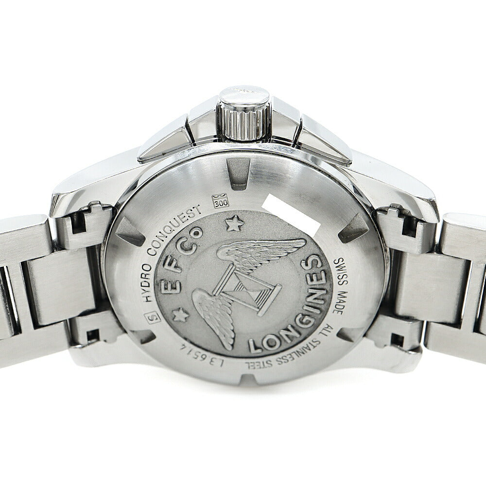 内部点検済 LONGINES ロンジン ハイドロコンクエスト クロノグラフ L3.651.4 デイト 300m防水 白 ホワイト SS ステンレス メンズ 自動巻き【6ヶ月保証】【腕時計】【中古】