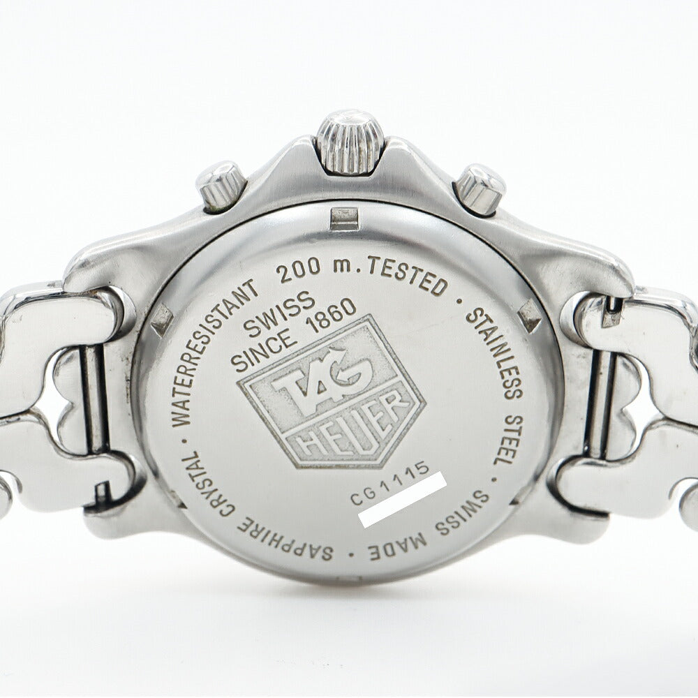 電池交換済 TAG Heuer タグホイヤー S/el セル プロフェッショナル クロノグラフ CG1115 デイト 200ｍ防水 グレー SS ステンレス メンズ クォーツ【6ヶ月保証】【腕時計】【中古】