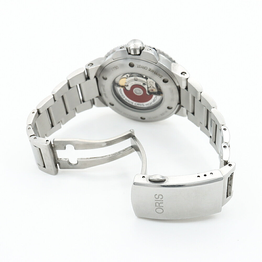 内部点検済 ORIS オリス アクイス デイト 7730 裏スケ 300m防水 青 ブルー SS ステンレス CE セラミック メンズ 自動巻き【6ヶ月保証】【腕時計】【中古】