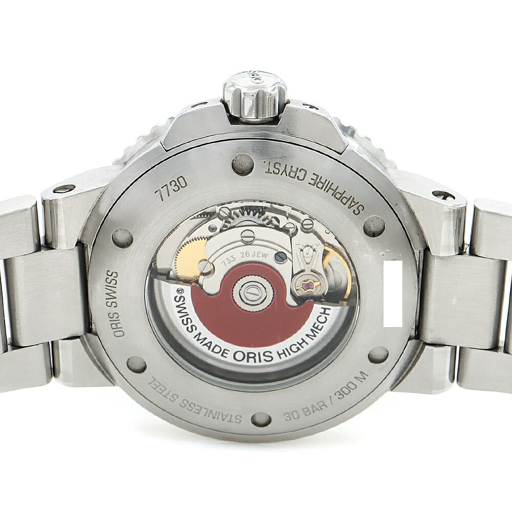 内部点検済 ORIS オリス アクイス デイト 7730 裏スケ 300m防水 青 ブルー SS ステンレス CE セラミック メンズ 自動巻き【6ヶ月保証】【腕時計】【中古】