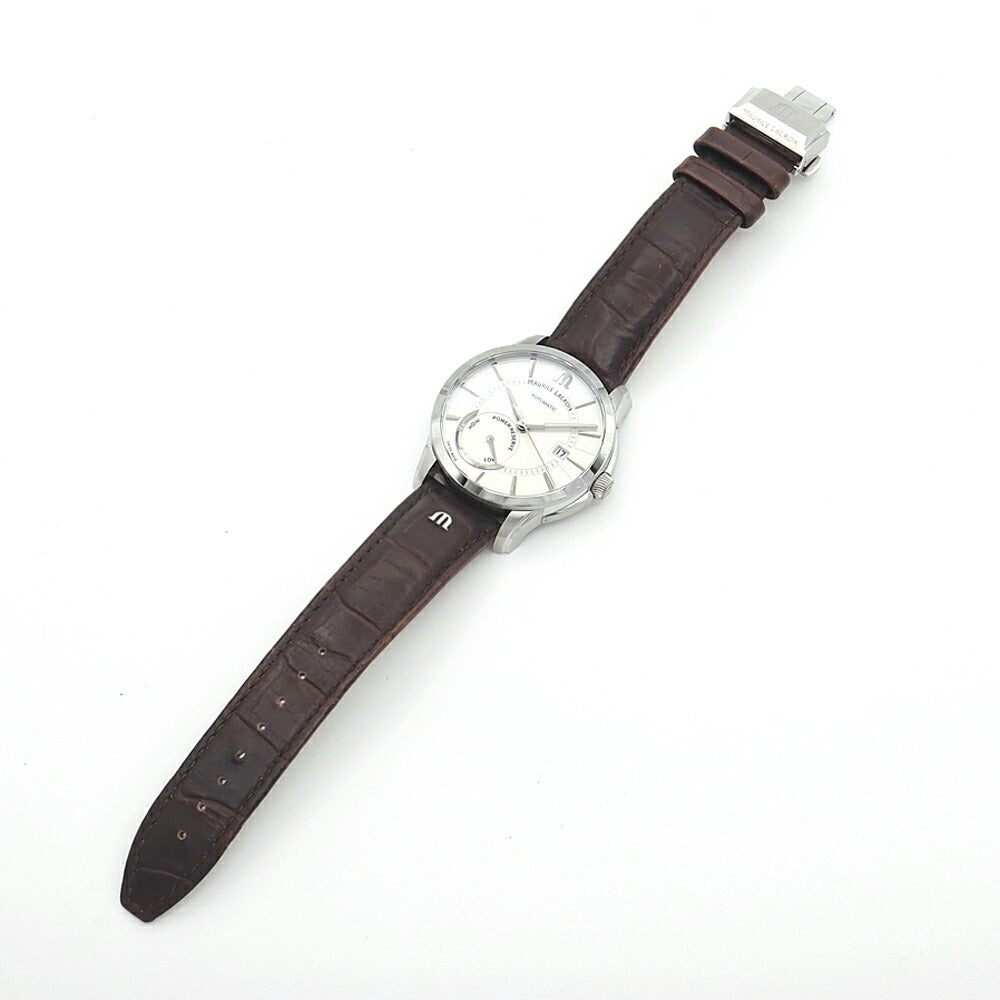 MAURICE LACROIX モーリスラクロア ポントス PT6368-SS001-130 デイト パワーリザーブ 100m防水 裏スケ シルバー SS ステンレス 純正ベルト 純正尾錠 メンズ 自動巻き【6ヶ月保証】【腕時計】【中古】
