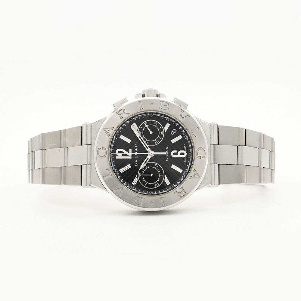 BVLGARI ブルガリ ディアゴノ クロノグラフ DG40SCH デイト 黒 ブラック SS ステンレス メンズ 自動巻き【6ヶ月保証】【腕時計】【中古】
