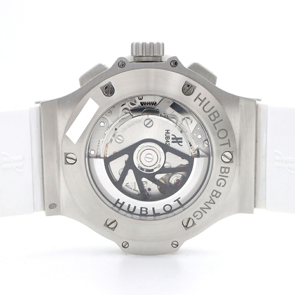 HUBLOT ウブロ ビッグバン アエロバン オールホワイト クロノグラフ 日本限定 311.SE.2010.RW.1104.JSM12 デイト 純正ダイヤベゼル ダイヤモンド スケルトン 白 ホワイト SS ステンレス 純正ベルト 純正尾錠 メンズ 自動巻き【6ヶ月保証】【腕時計】【中古】