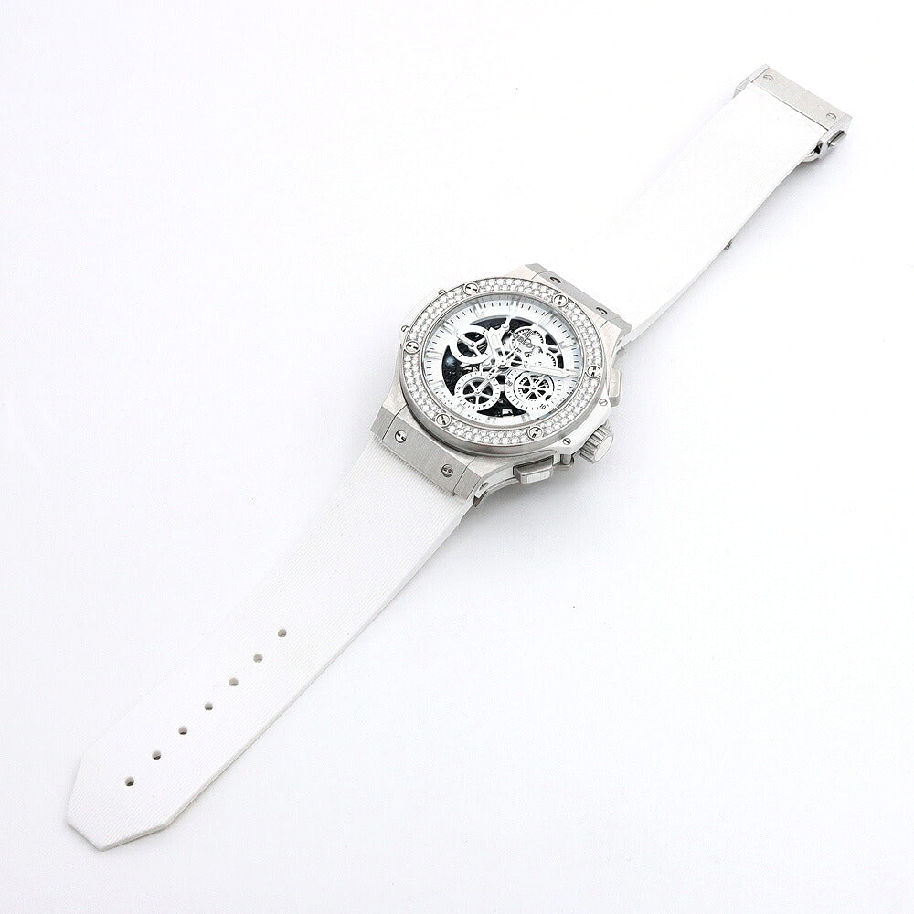 HUBLOT ウブロ ビッグバン アエロバン オールホワイト クロノグラフ 日本限定 311.SE.2010.RW.1104.JSM12 デイト 純正ダイヤベゼル ダイヤモンド スケルトン 白 ホワイト SS ステンレス 純正ベルト 純正尾錠 メンズ 自動巻き【6ヶ月保証】【腕時計】【中古】