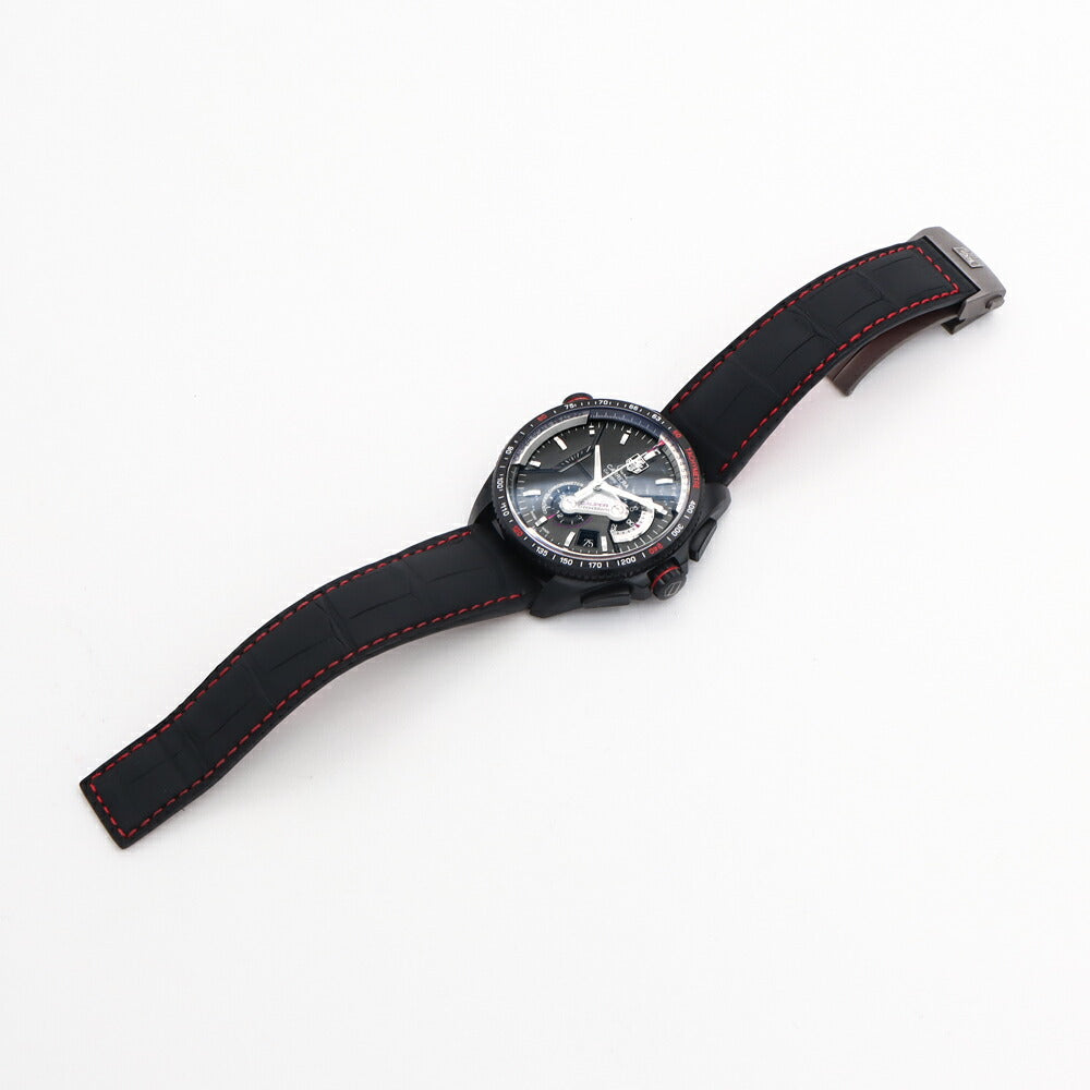 TAG Heuer タグホイヤー グランドカレラ キャリバー36 RS クロノグラフ CAV5185 デイト 黒 ブラック Ti チタン 純正ベルト 純正尾錠 メンズ 自動巻き【6ヶ月保証】【腕時計】【中古】