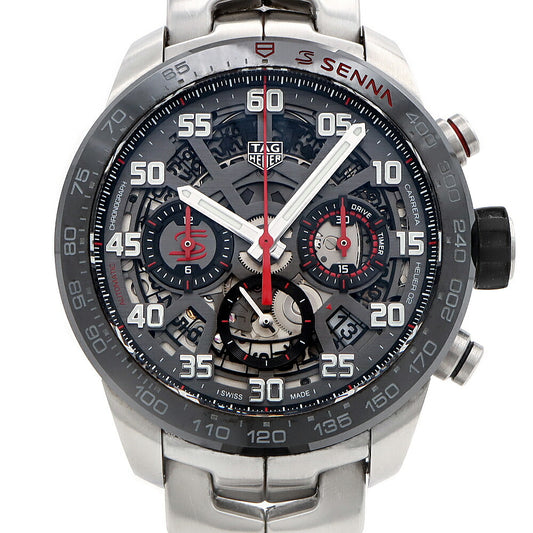 TAG Heuer タグホイヤー カレラ キャリバー ホイヤー02 アイルトン セナ クロノグラフ CBG2013 タキメーター 100m防水 デイト スケルトン グレー SS ステンレス CE セラミック メンズ 自動巻き【6ヶ月保証】【腕時計】【中古】