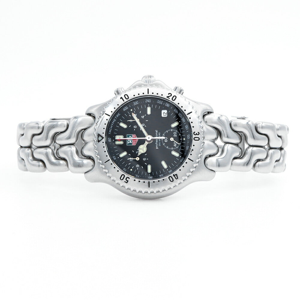 電池交換済 TAG Heuer タグホイヤー S/el セル プロフェッショナル クロノグラフ CG1110-0 デイト 200m防水 黒 ブラック SS ステンレス メンズ クォーツ【6ヶ月保証】【腕時計】【中古】