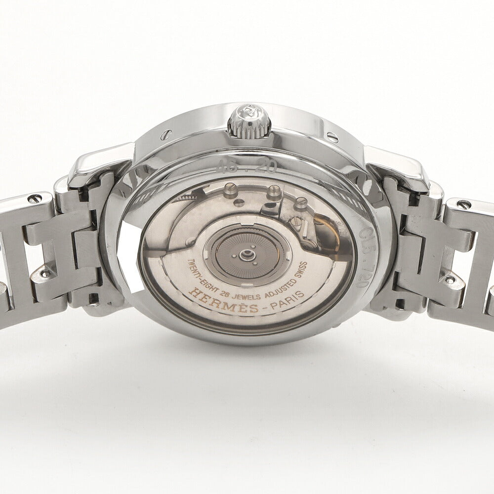 HERMES エルメス クリッパー パワーリザーブ GMT CL5.720 デイト 裏スケ グレー YG イエローゴールド SS ステンレス コンビ メンズ 自動巻き【6ヶ月保証】【腕時計】【中古】