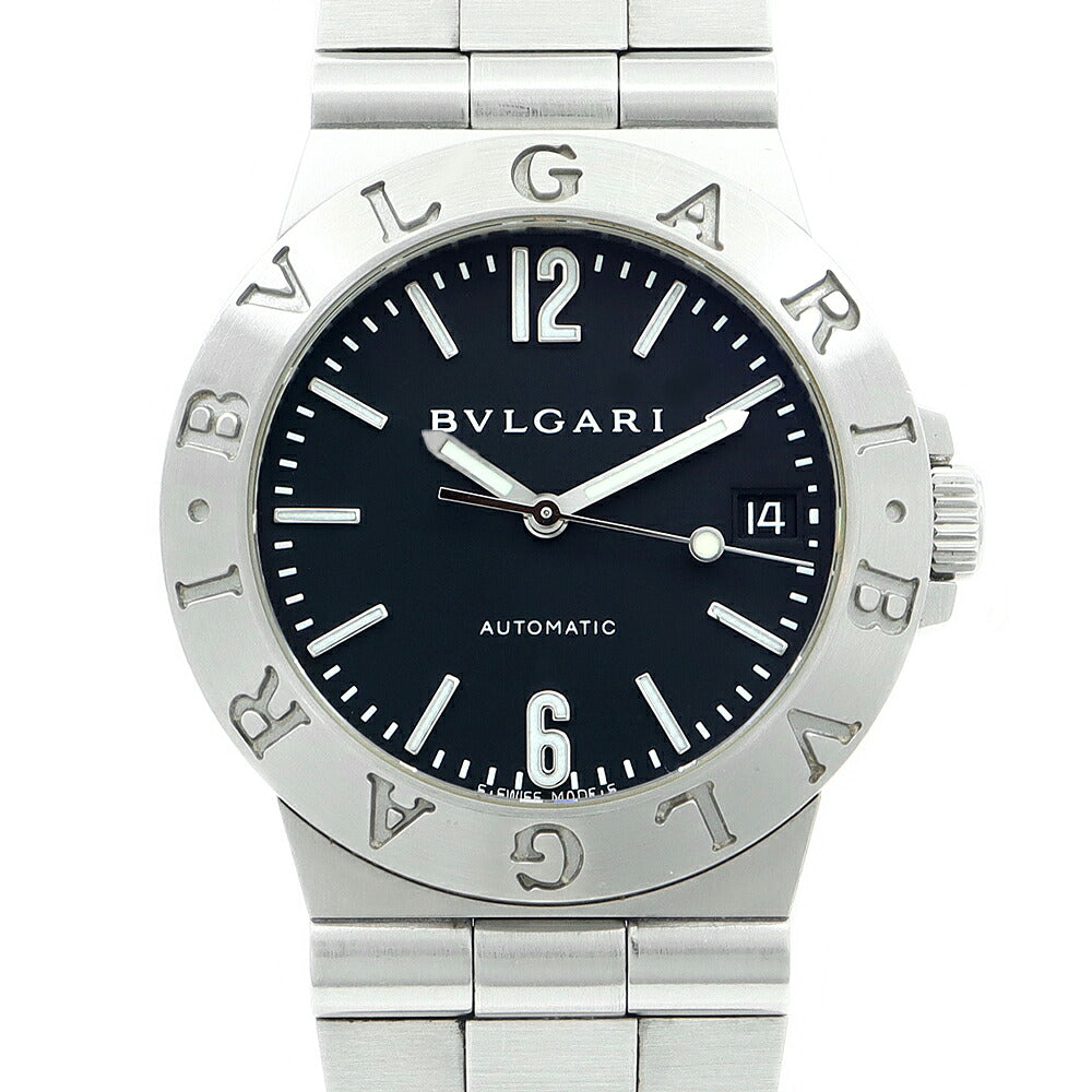 内部点検済 BVLGARI ブルガリ ディアゴノ スポーツ LCV35S デイト 黒 ブラック SS ステンレス メンズ 自動巻き 【6ヶ月保証】【腕時計】【中古】