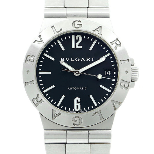 内部点検済 BVLGARI ブルガリ ディアゴノ スポーツ LCV35S デイト 黒 ブラック SS ステンレス メンズ 自動巻き 【6ヶ月保証】【腕時計】【中古】