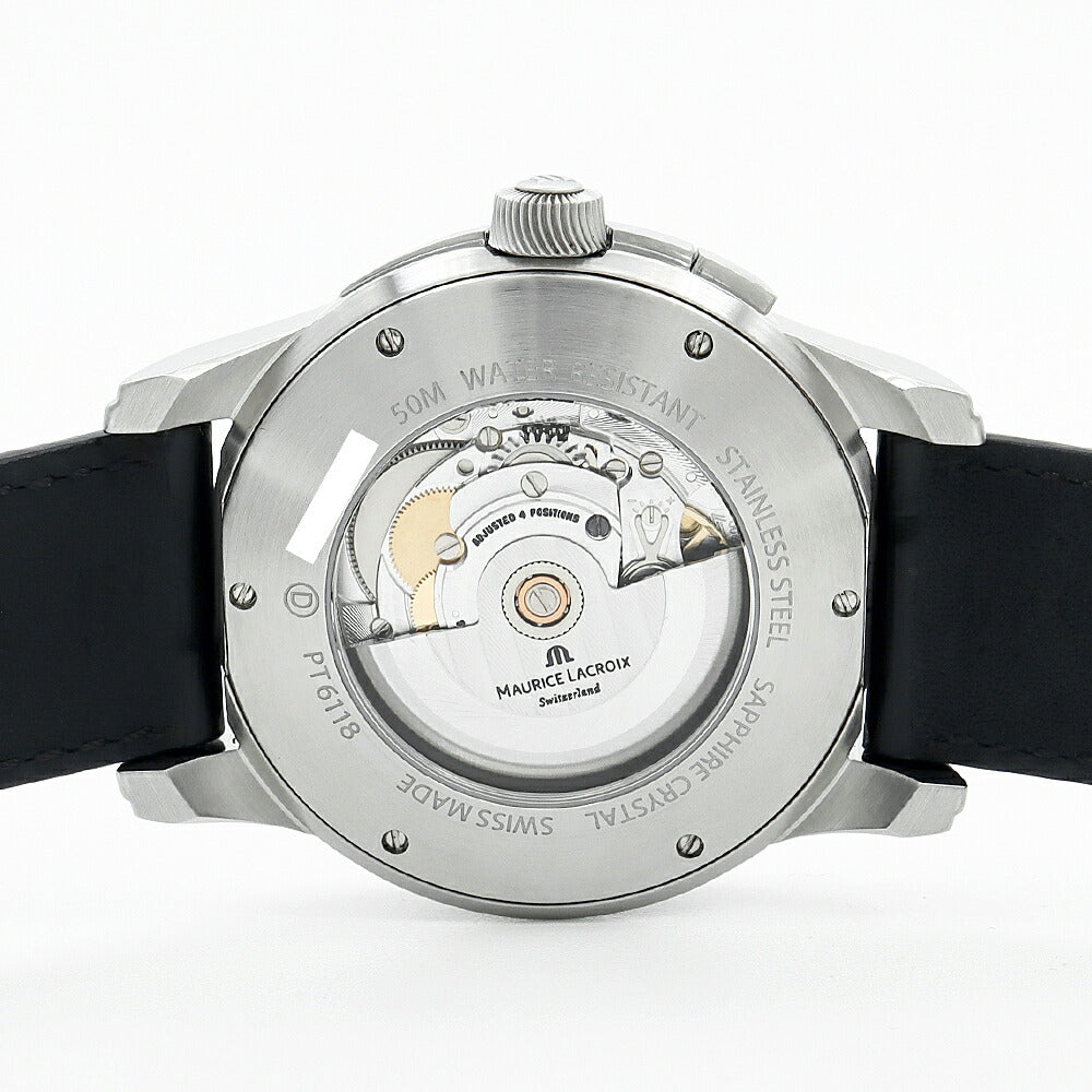 MAURICE LACROIX モーリスラクロア ポントス デセントリック GMT PT6118-SS001-330 デイト 50m防水 黒 ブラック SS ステンレス 純正ベルト 純正尾錠 メンズ 自動巻き 【6ヶ月保証】【腕時計】【中古】
