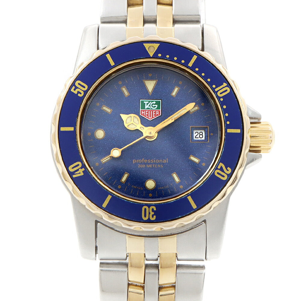電池交換済 TAG Heuer タグホイヤー プロフェッショナル 200 WD1423-G-20 200m防水 デイト 青 ブルー SS ステンレス YGP イエローゴールド コンビ レディース クォーツ【6ヶ月保証】【腕時計】【中古】