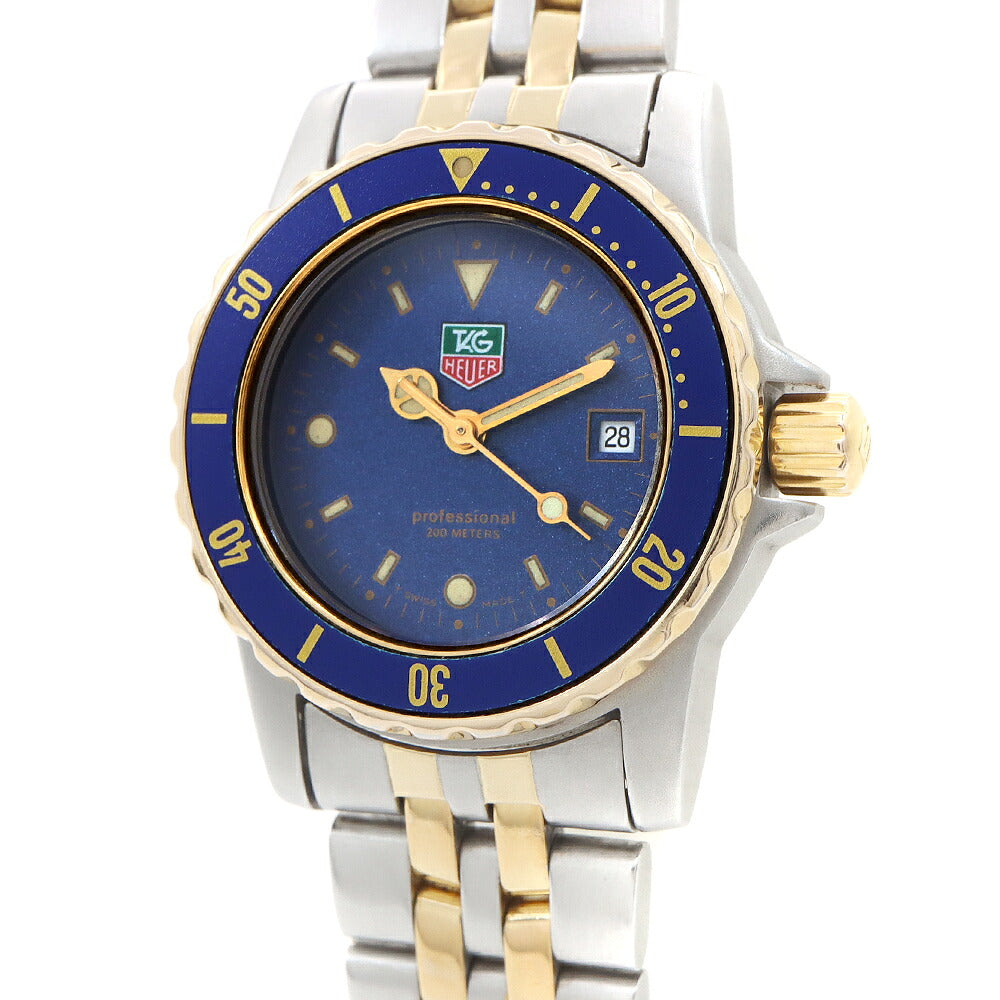 電池交換済 TAG Heuer タグホイヤー プロフェッショナル 200 WD1423-G-20 200m防水 デイト 青 ブルー SS ステンレス YGP イエローゴールド コンビ レディース クォーツ【6ヶ月保証】【腕時計】【中古】