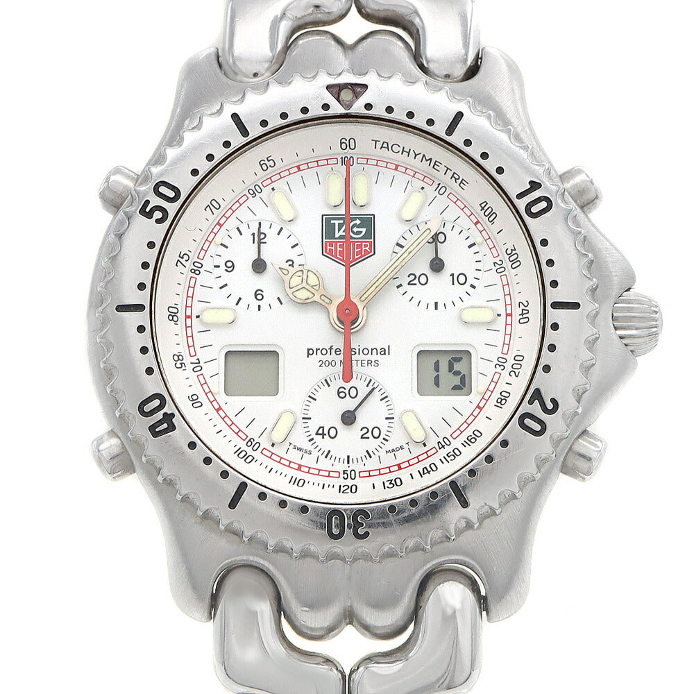 電池交換済 TAG Heuer タグホイヤー S/el セルシリーズ クロノグラフ CG1111 デイト 200ｍ防水 白 ホワイト SS ステンレス メンズ デジアナ クォーツ【6ヶ月保証】【腕時計】【中古】