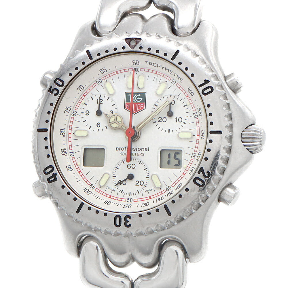 電池交換済 TAG Heuer タグホイヤー S/el セルシリーズ クロノグラフ CG1111 デイト 200ｍ防水 白 ホワイト SS ステンレス メンズ デジアナ クォーツ【6ヶ月保証】【腕時計】【中古】