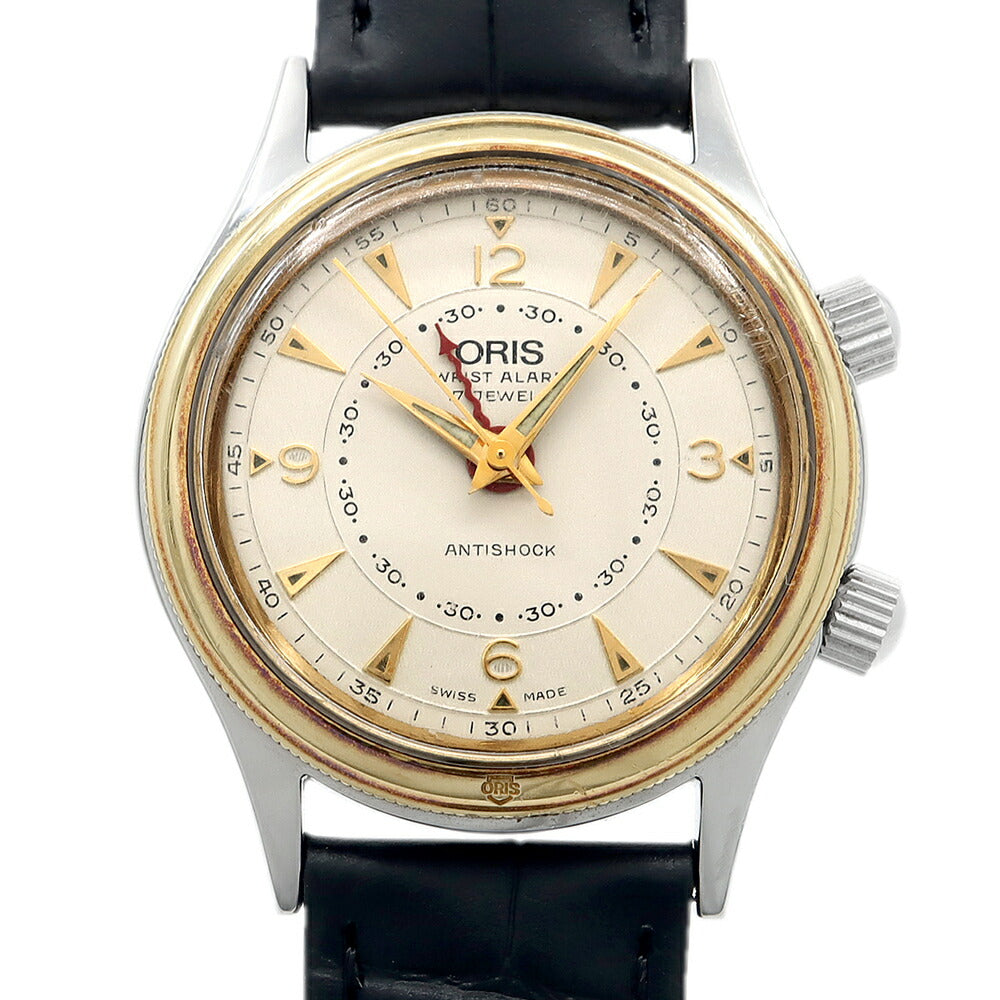 ORIS オリス リストアラーム 1600本限定 418-7451-63 アイボリー YGP イエローゴールド SS ステンレス 純正尾錠 メンズ 手巻き【6ヶ月保証】【腕時計】【中古】