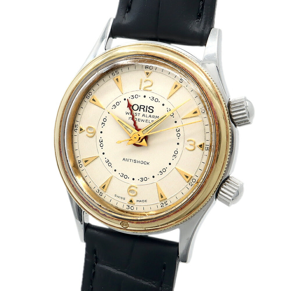 ORIS オリス リストアラーム 1600本限定 418-7451-63 アイボリー YGP イエローゴールド SS ステンレス 純正尾錠 メンズ 手巻き【6ヶ月保証】【腕時計】【中古】