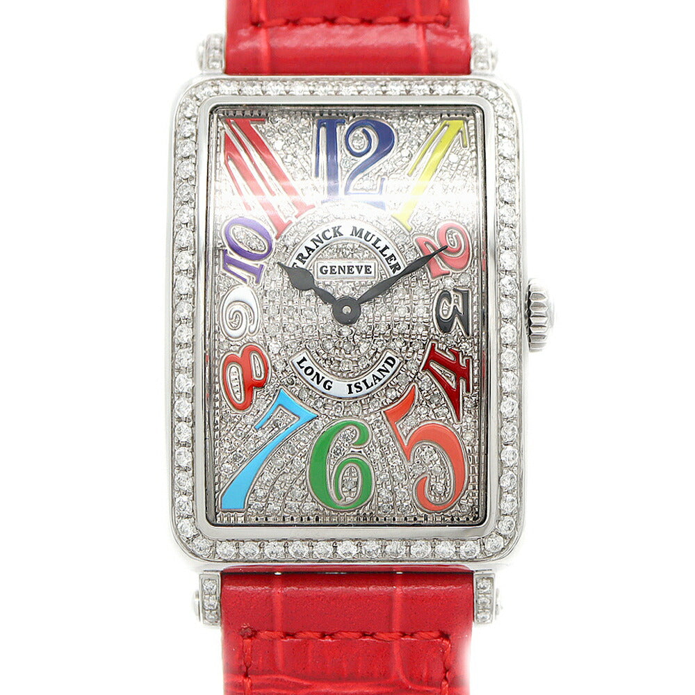 電池交換済 FRANCK MULLER フランクミュラー ロングアイランド ダイヤベゼル ダイヤ文字盤 952QZ ダイヤモンド SS ステンレス 純正ベルト 純正尾錠 アフターダイヤ レディース クォーツ【6ヶ月保証】【中古】【腕時計】