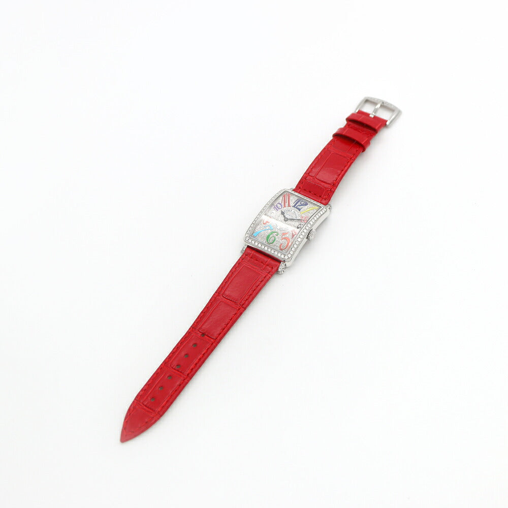 電池交換済 FRANCK MULLER フランクミュラー ロングアイランド ダイヤベゼル ダイヤ文字盤 952QZ ダイヤモンド SS ステンレス 純正ベルト 純正尾錠 アフターダイヤ レディース クォーツ【6ヶ月保証】【中古】【腕時計】