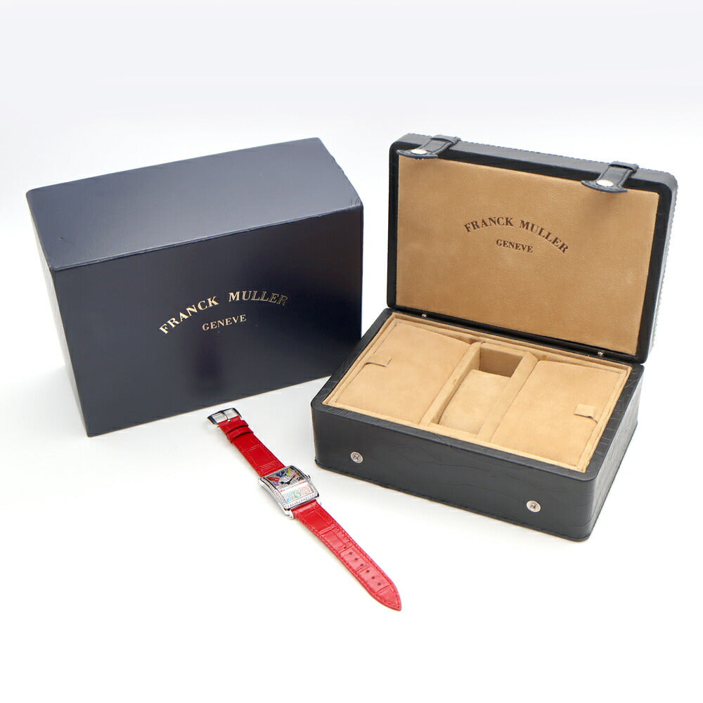 電池交換済 FRANCK MULLER フランクミュラー ロングアイランド ダイヤベゼル ダイヤ文字盤 952QZ ダイヤモンド SS ステンレス 純正ベルト 純正尾錠 アフターダイヤ レディース クォーツ【6ヶ月保証】【中古】【腕時計】